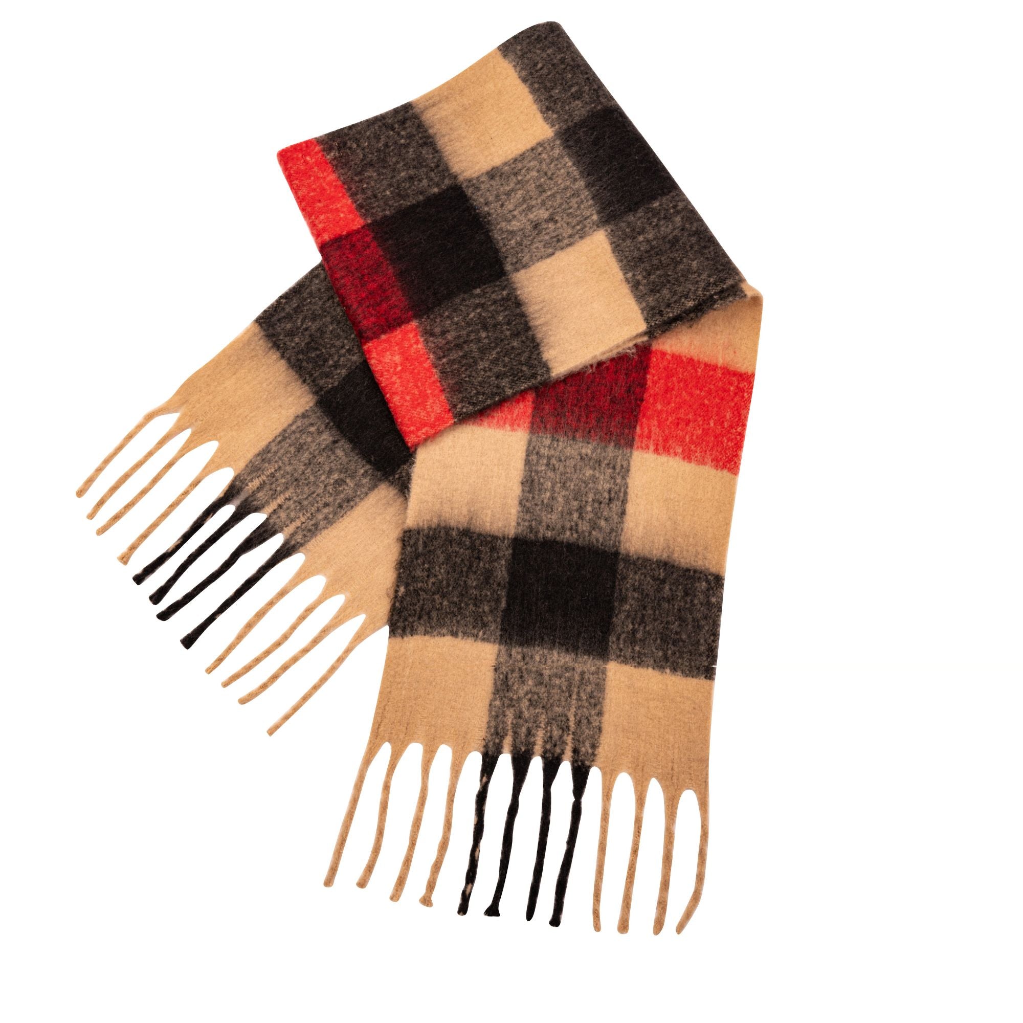 Sprigs Extra Long Checkered Fringe Scarf