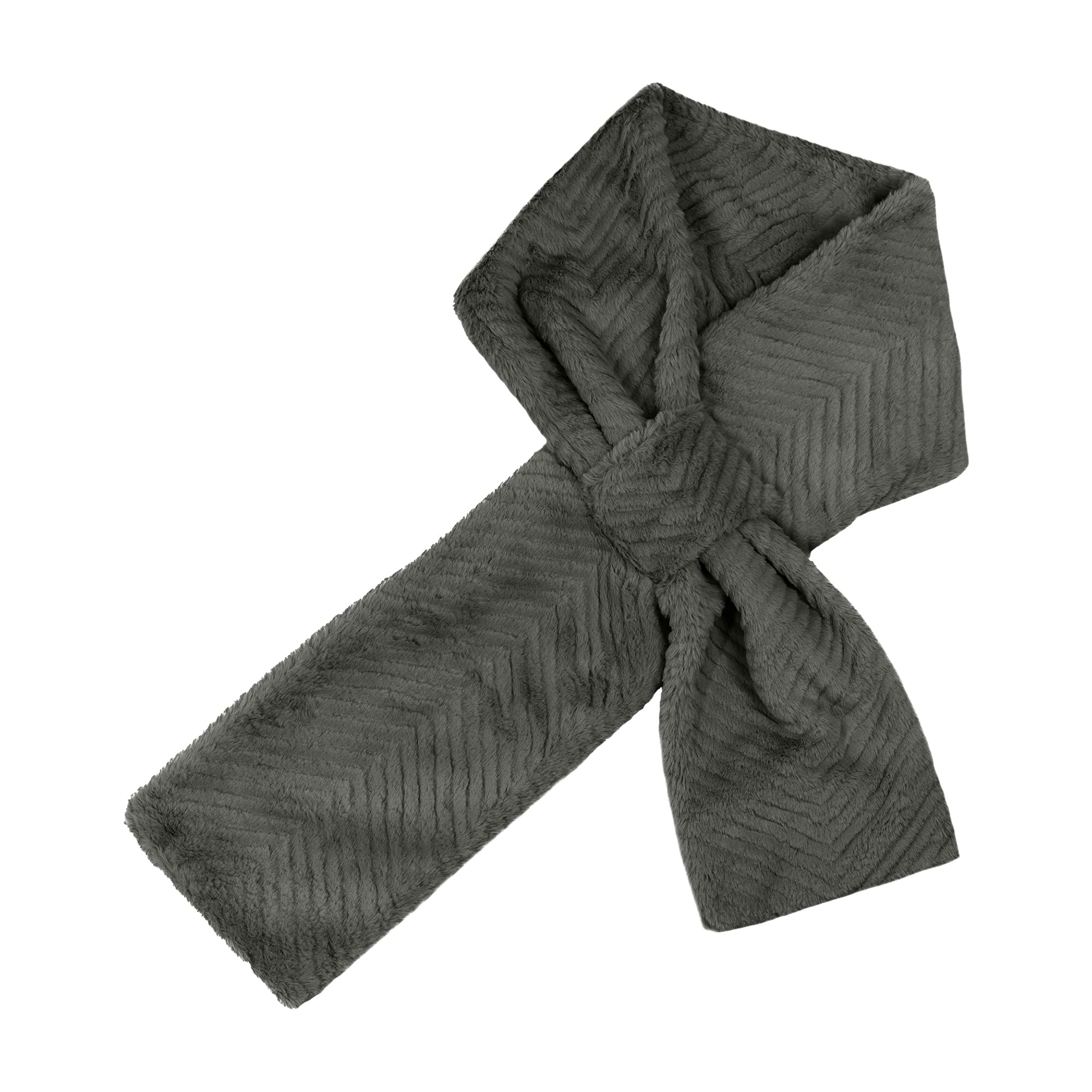 Chevron Faux Fur Pull Through Scarf