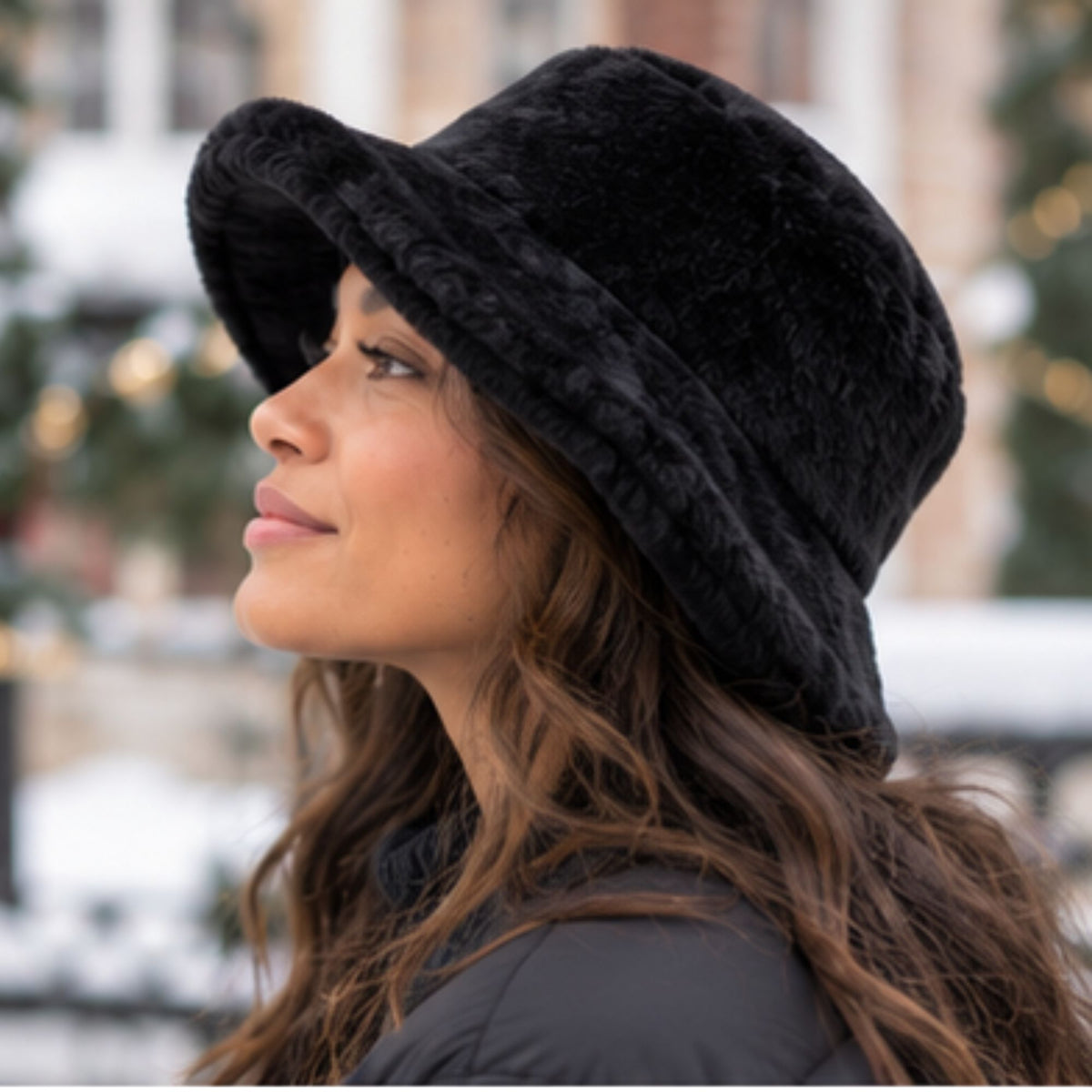Faux Fur/Velvet Bucket Hat