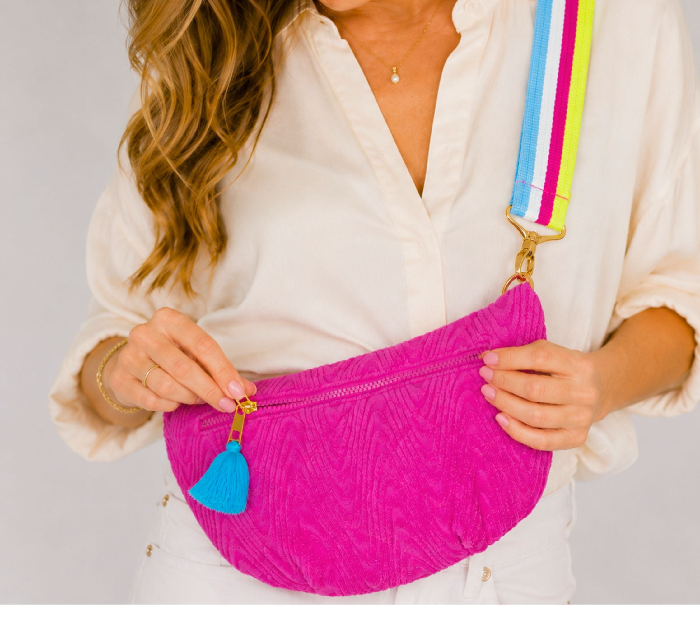 Sprigs Terrycloth Cross Body Bag With Guitar Strap