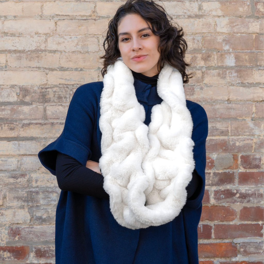 Faux Fur Rabbit Ruffle Scarf