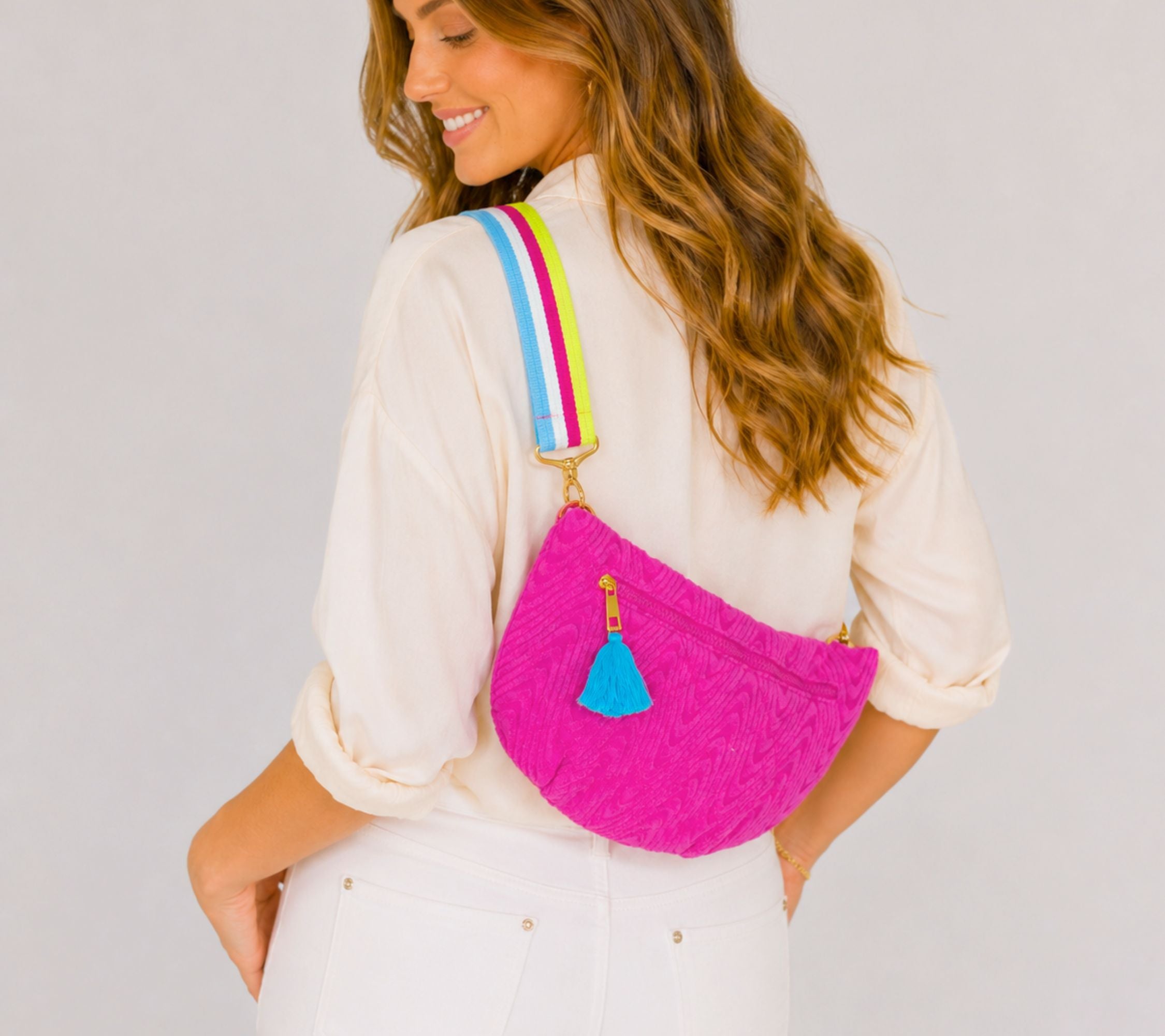 Sprigs Terrycloth Cross Body Bag With Guitar Strap
