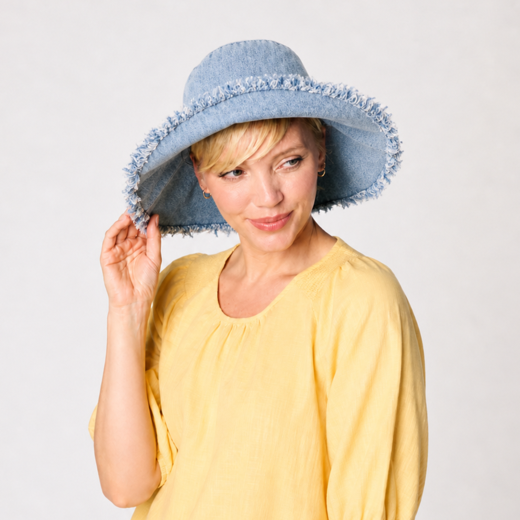 Sprigs Denim Fringe Sun Hat