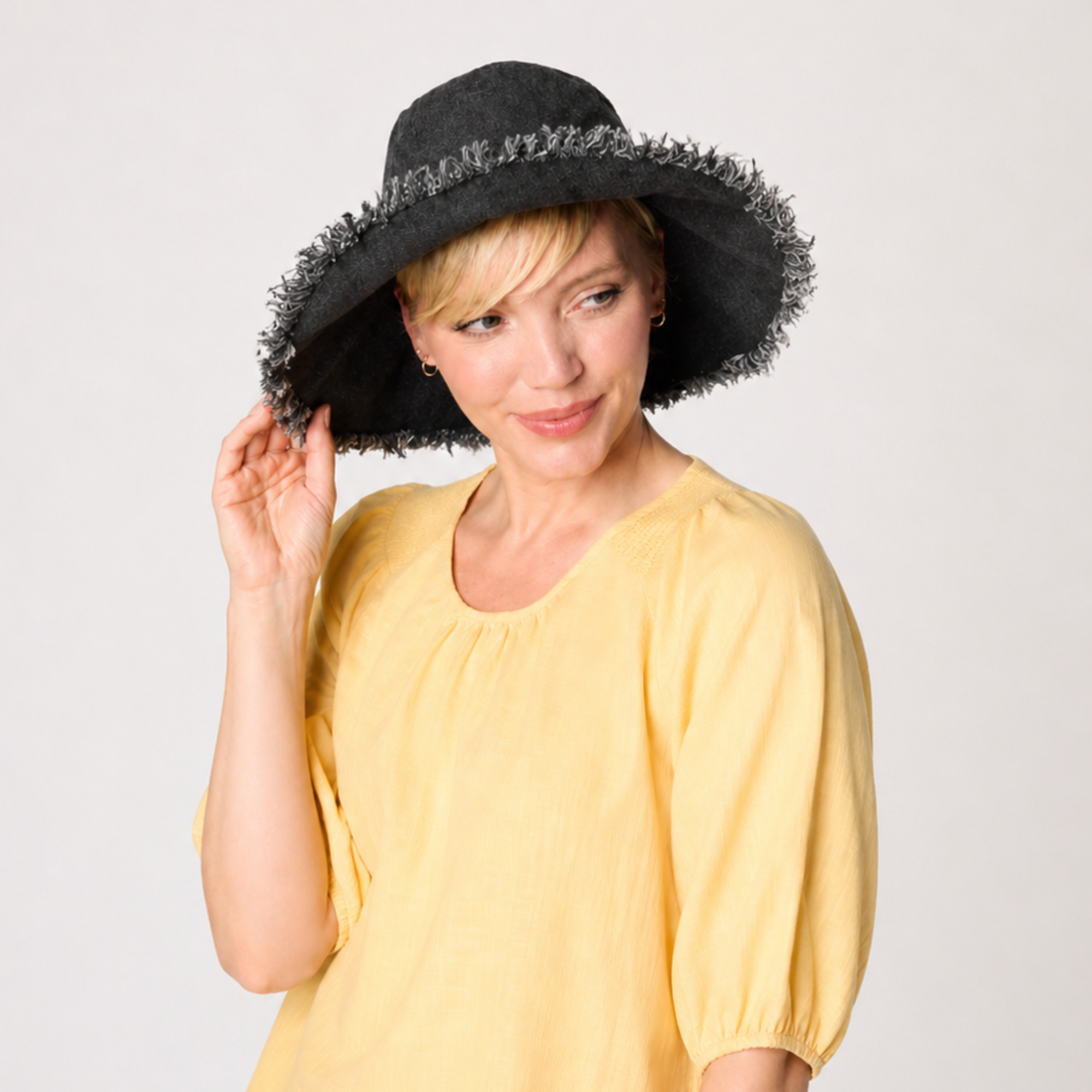 Sprigs Denim Fringe Sun Hat
