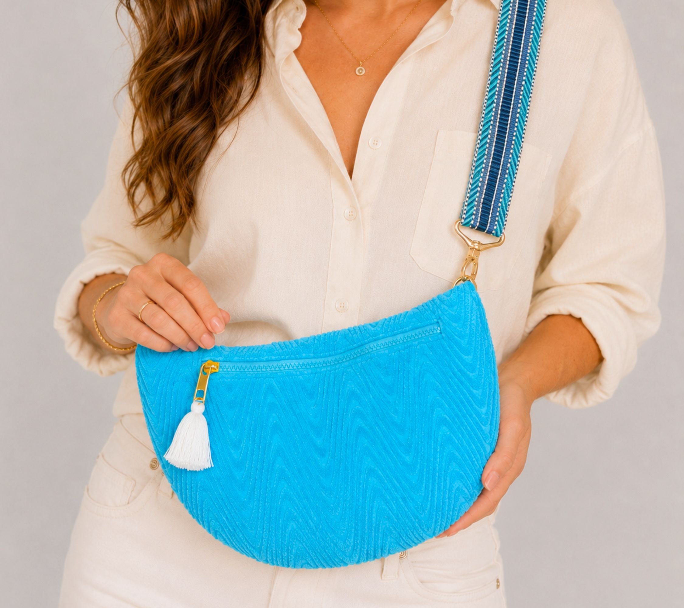 Sprigs Terrycloth Cross Body Bag With Guitar Strap