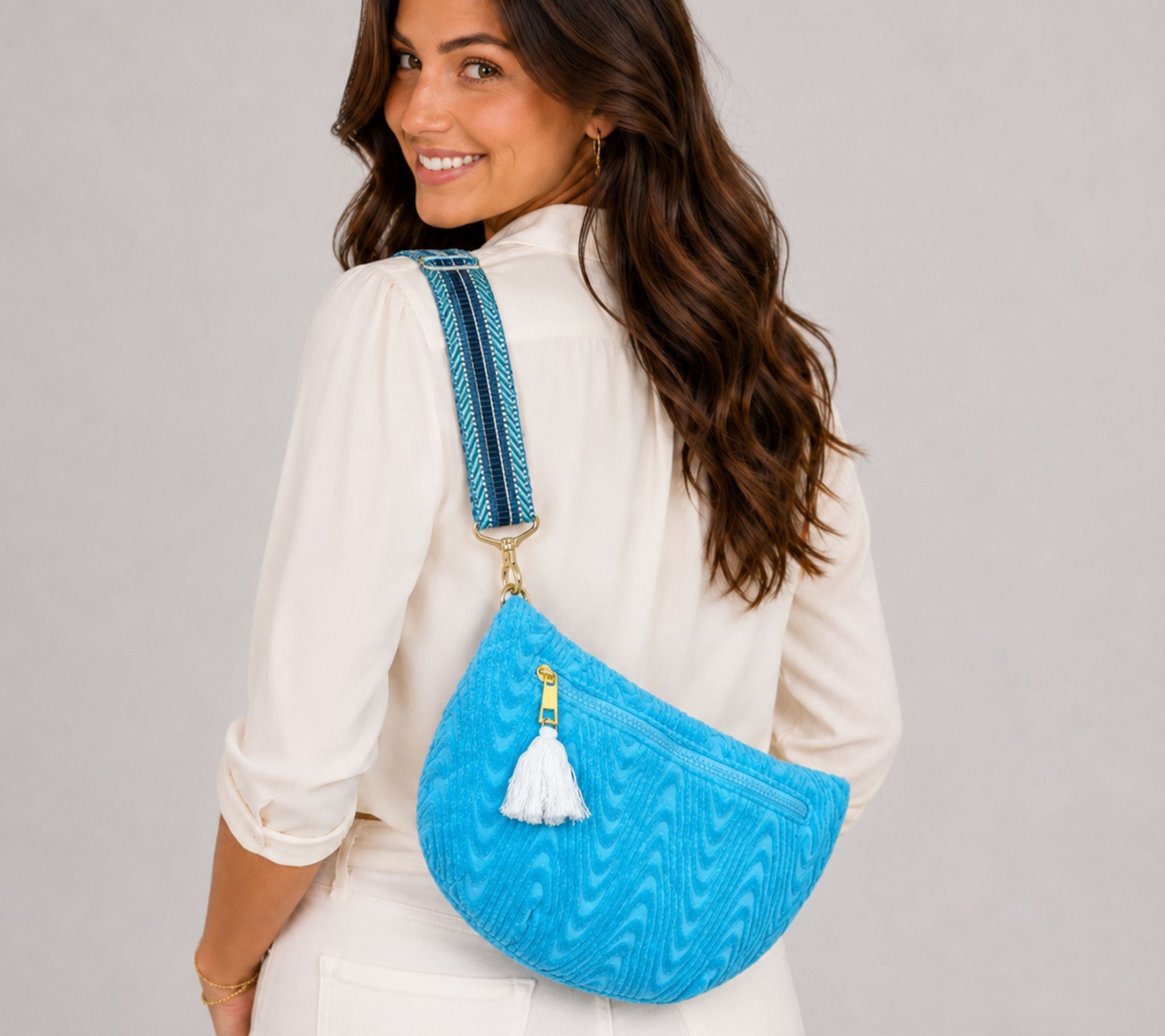 Sprigs Terrycloth Cross Body Bag With Guitar Strap