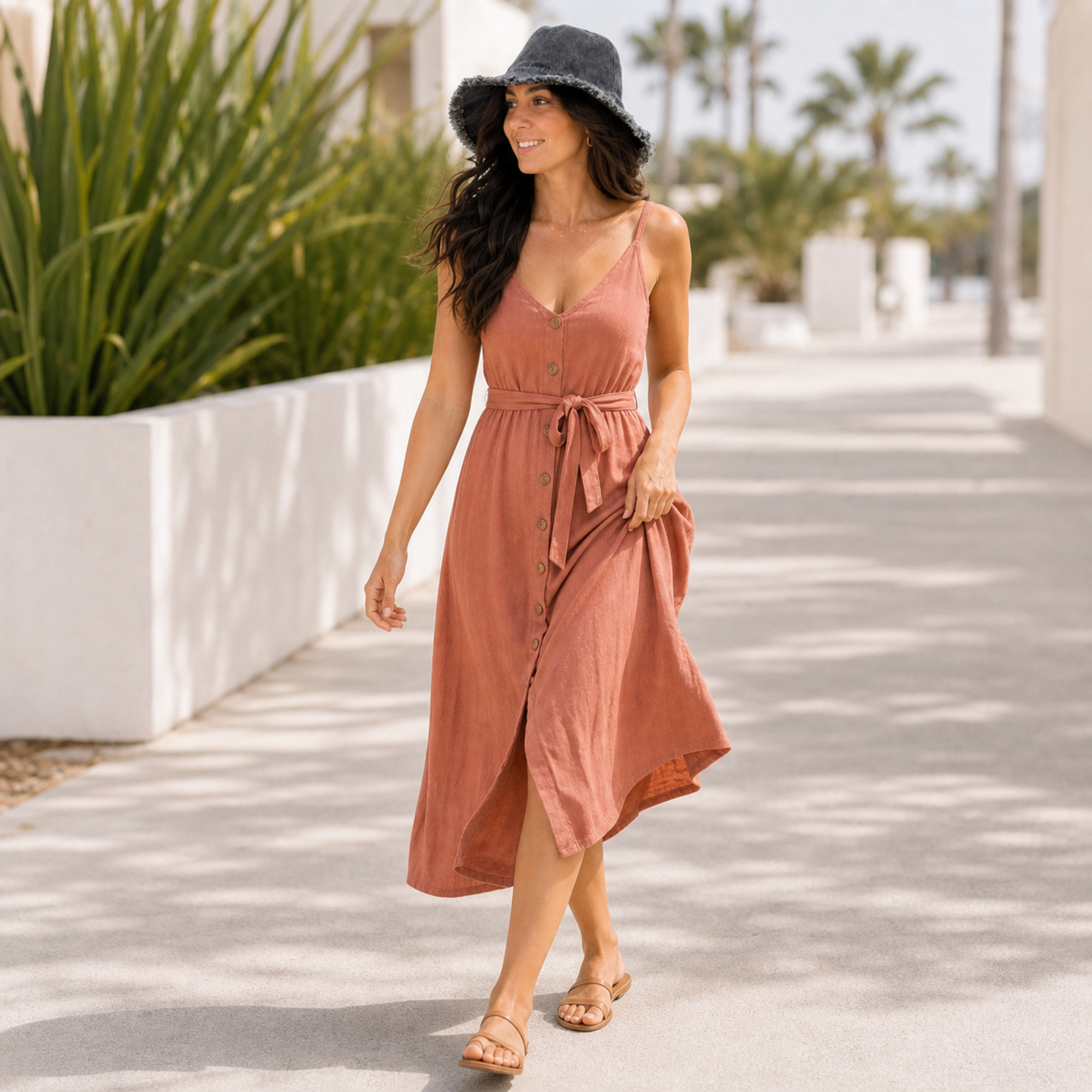 Sprigs Denim Fringe Sun Hat