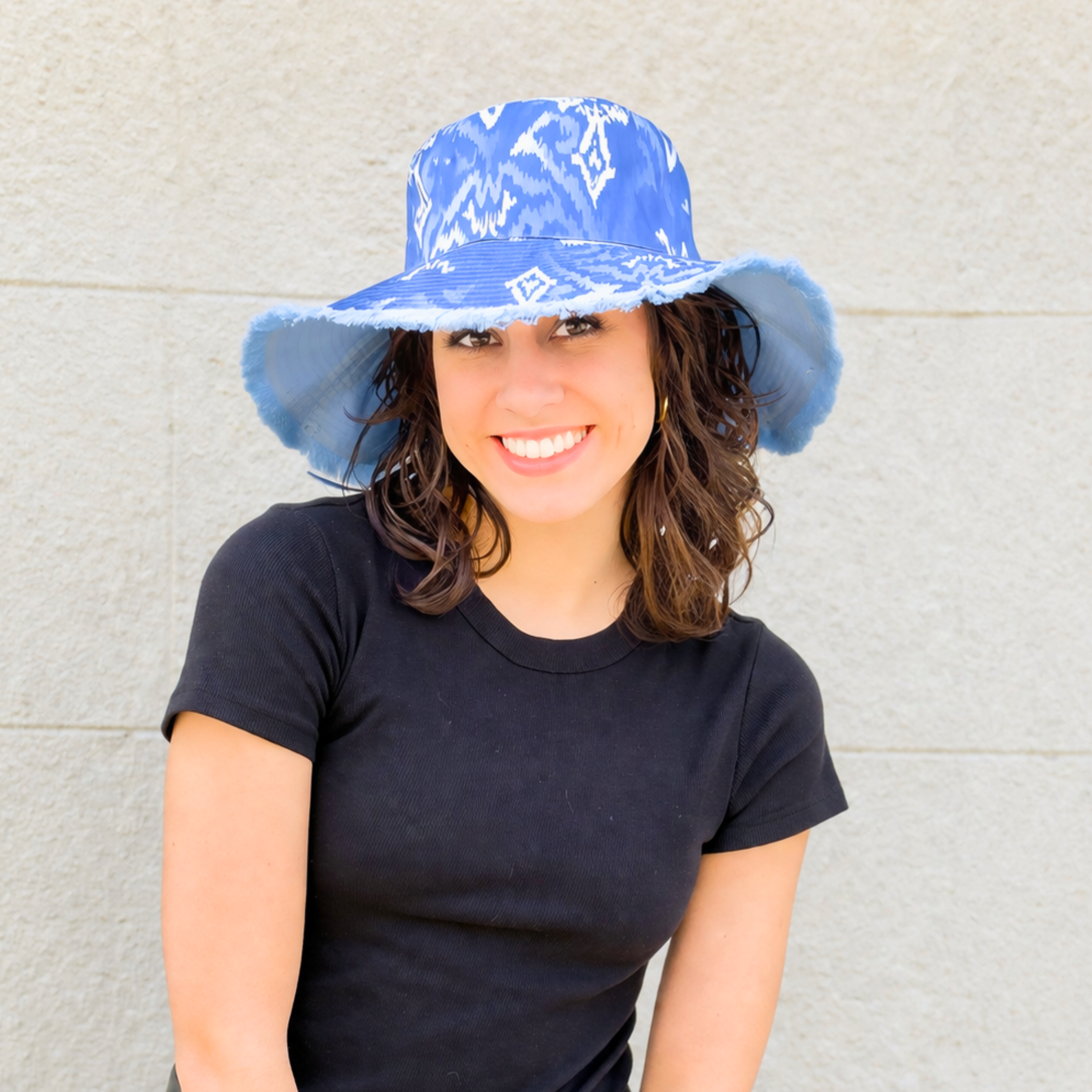 Ikat Reversible Wide Brim Bucket Hat