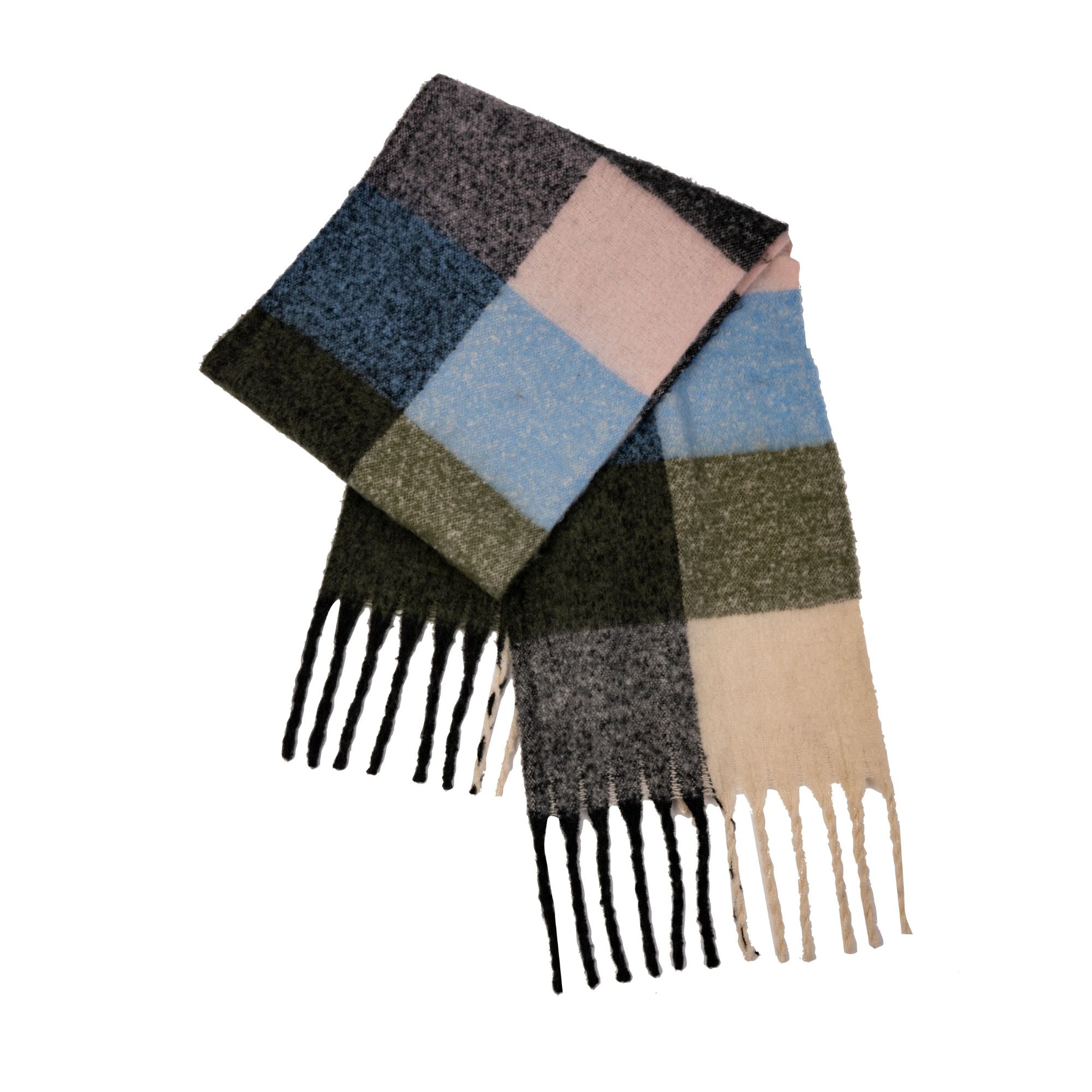 Sprigs Extra Long Checkered Fringe Scarf