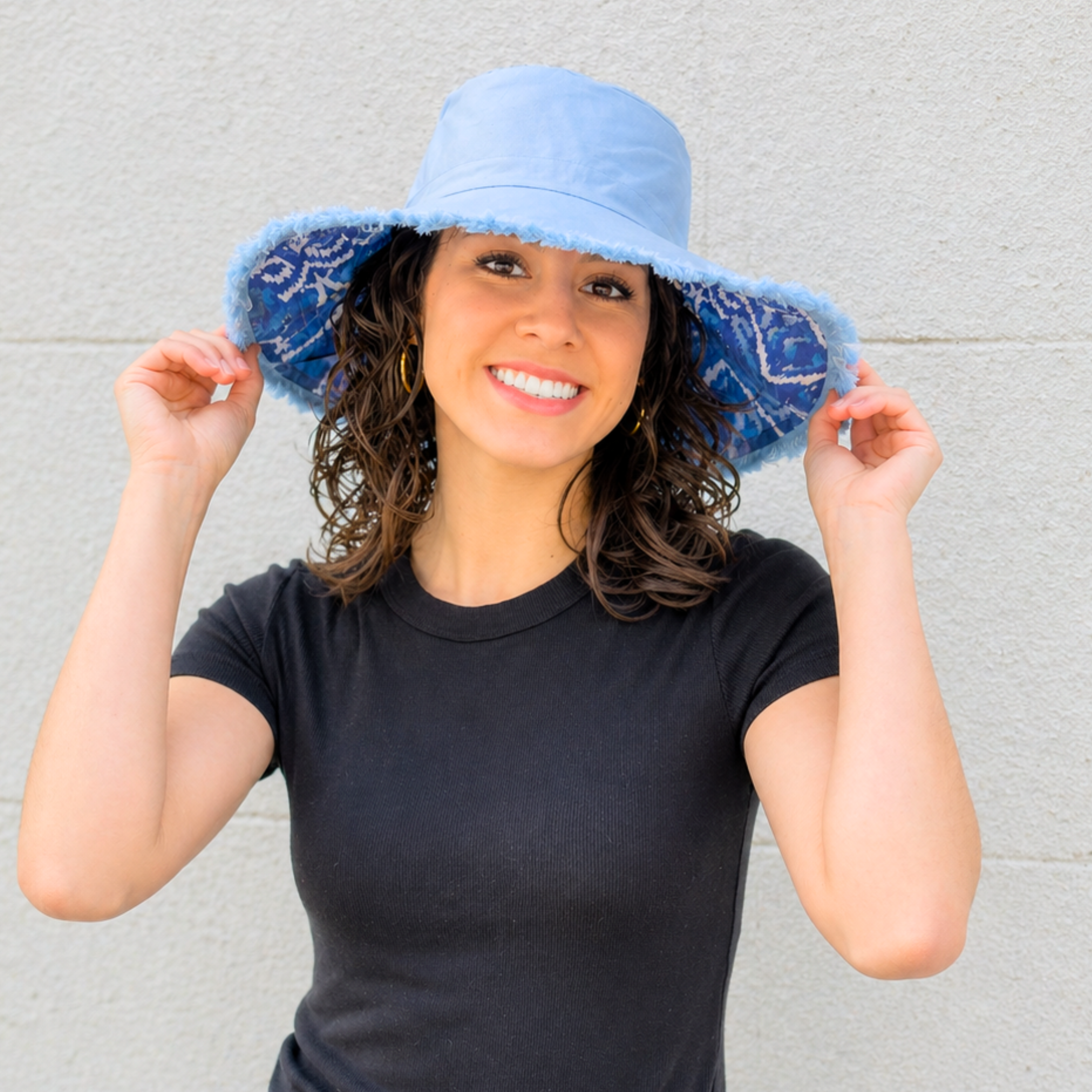 Ikat Reversible Wide Brim Bucket Hat
