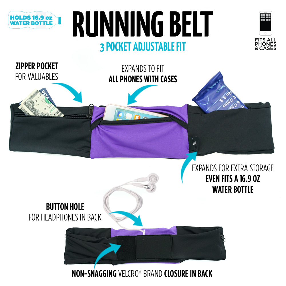 3 Pocket Run Belt Solid