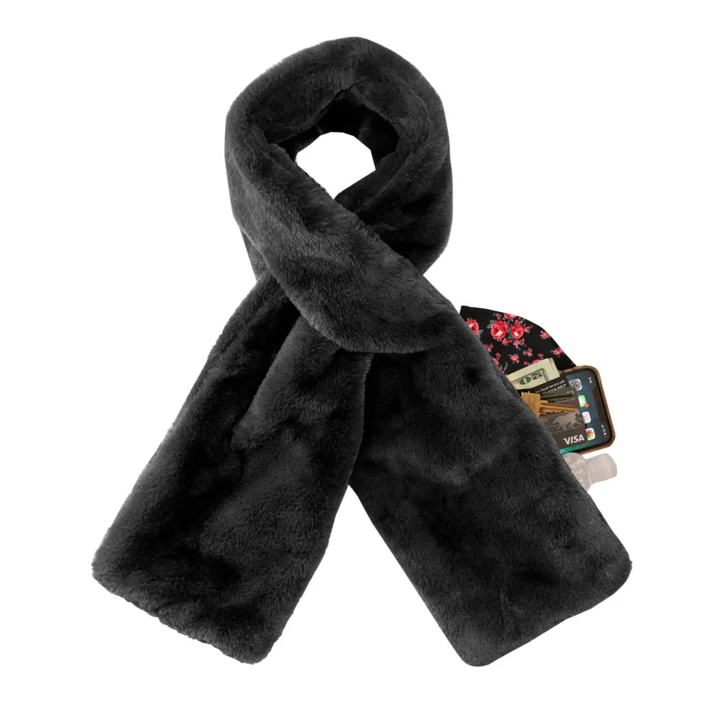 Sprigs Faux Fur Scarf With Hidden Pocket