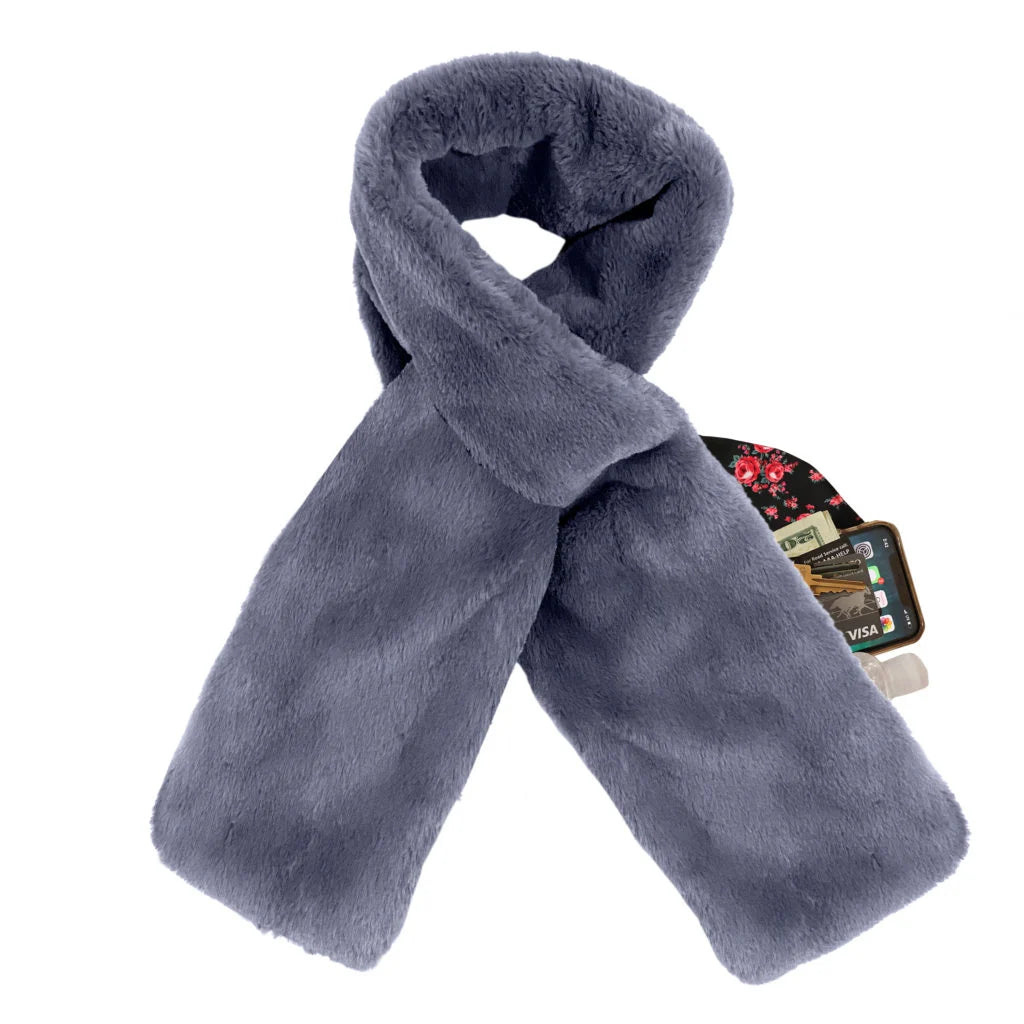 Sprigs Faux Fur Scarf With Hidden Pocket
