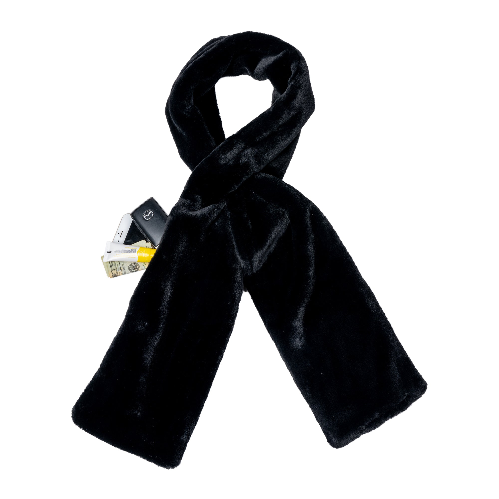Sprigs Faux Fur Scarf With Hidden Pocket