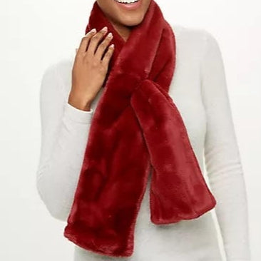 Sprigs Faux Fur Scarf With Hidden Pocket