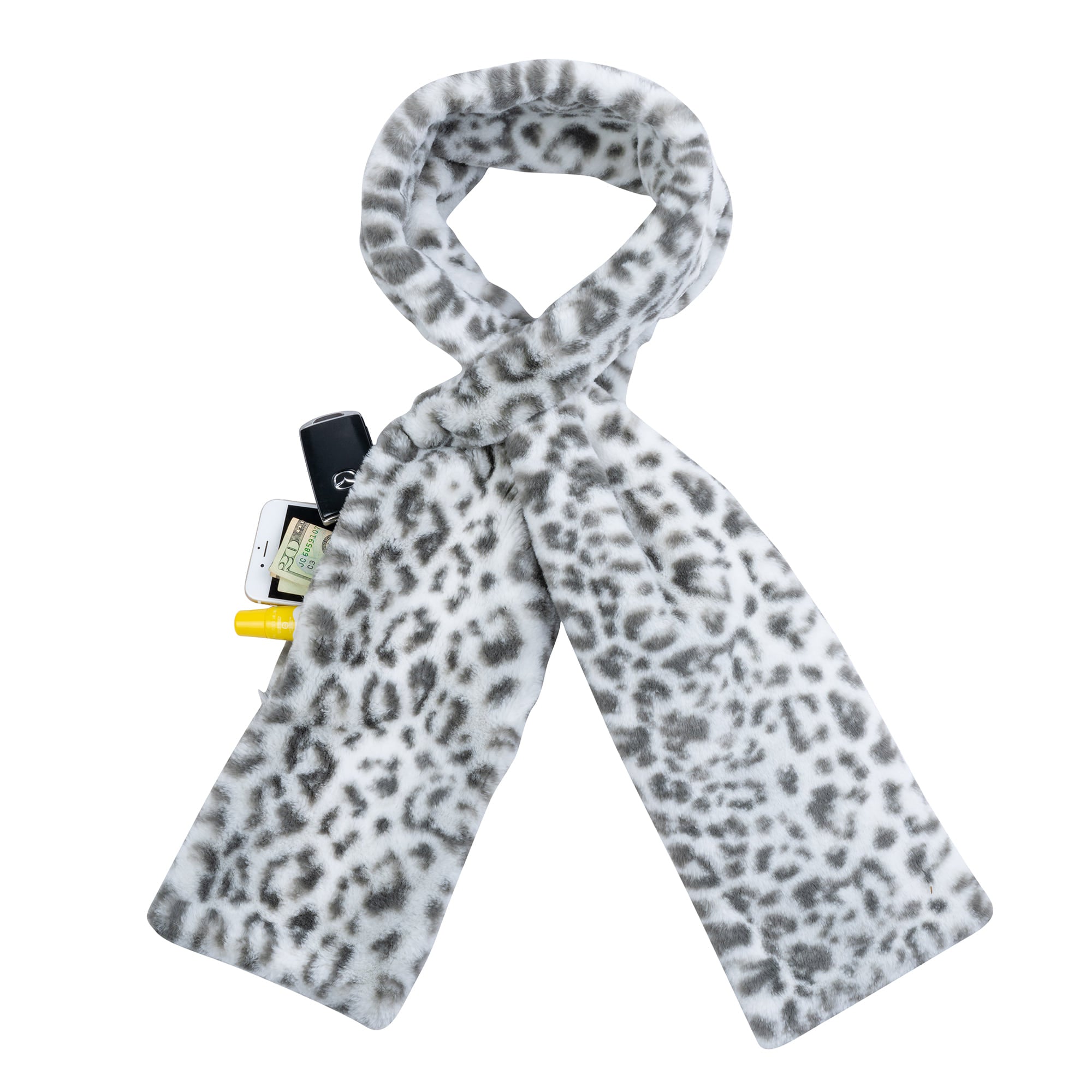 Sprigs Faux Fur Scarf With Hidden Pocket