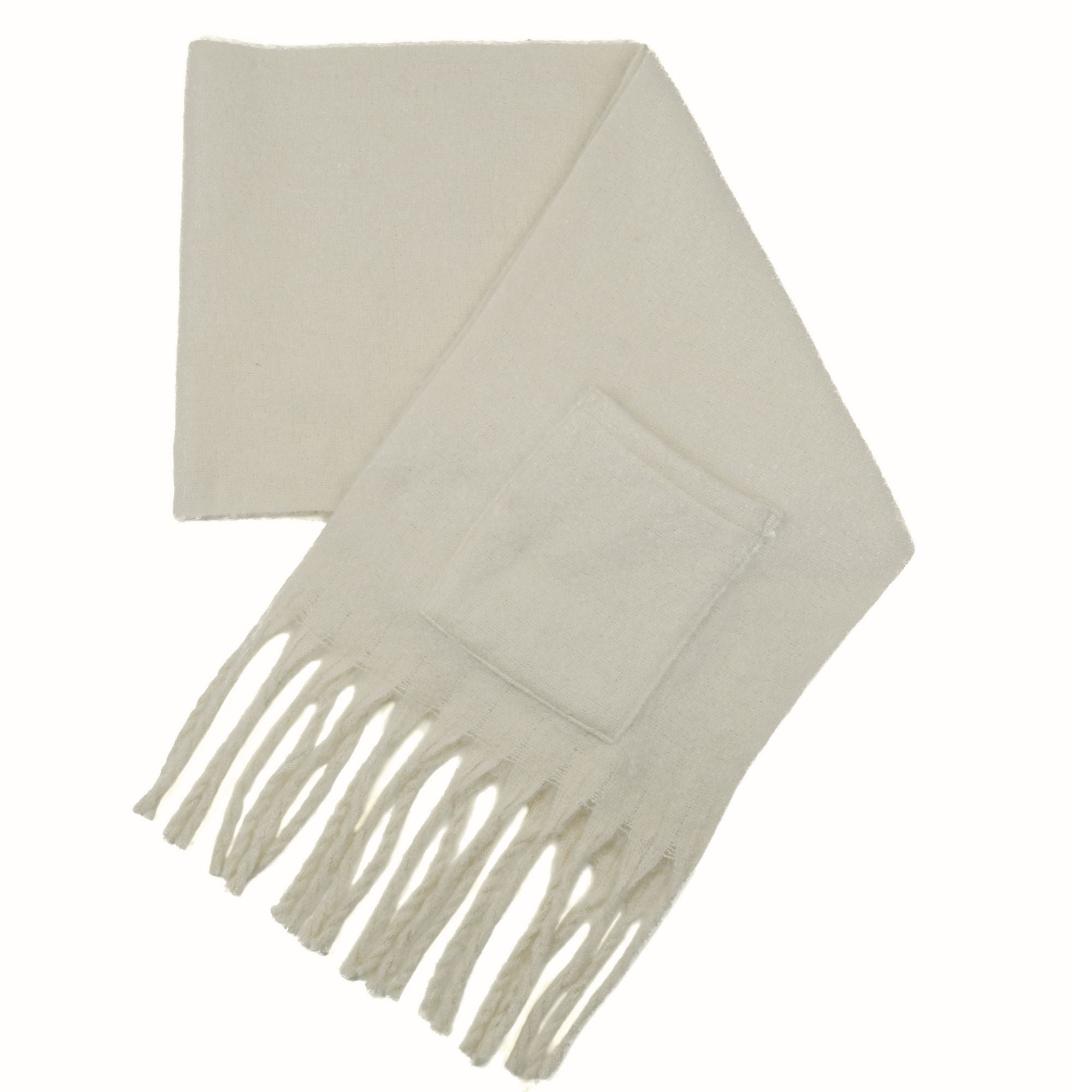 Extra Long Fringe Scarf With Pocket