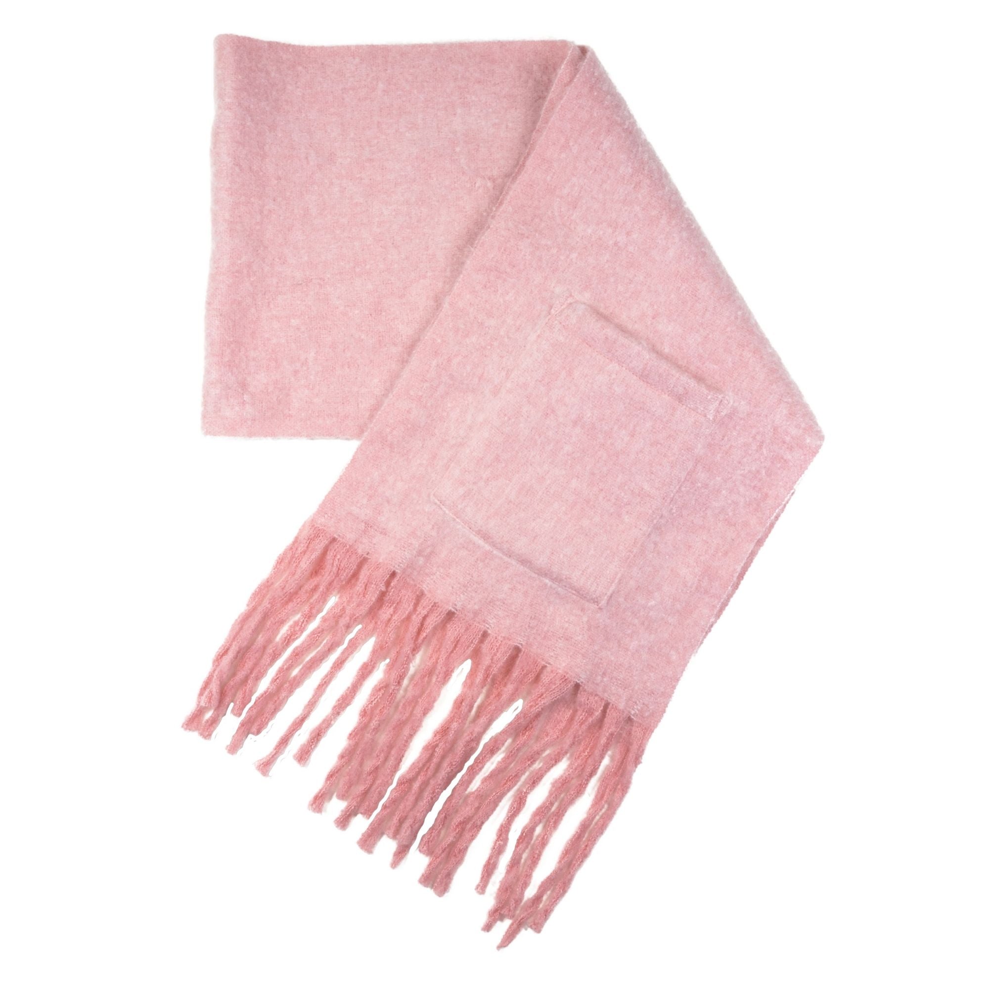 Extra Long Fringe Scarf With Pocket