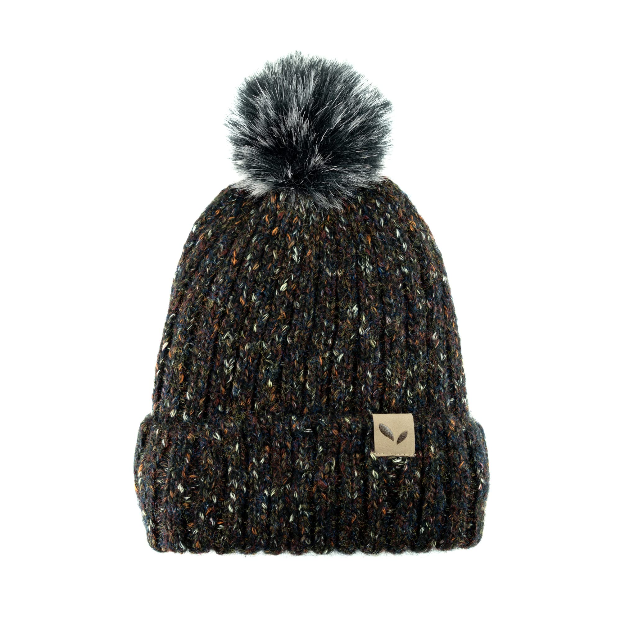 Sprigs Chunky Knit Beanie With Faux Fur Pom
