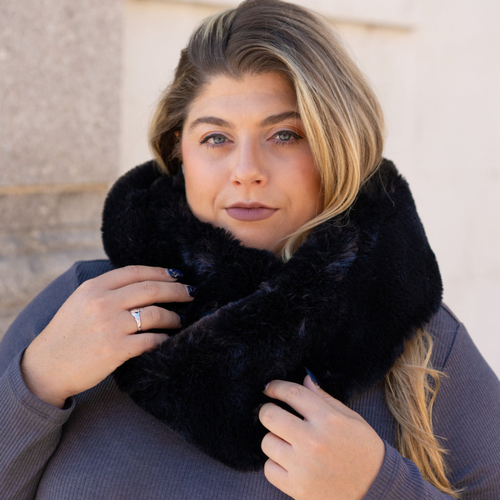 Faux Bunny Fur Infinity Scarf