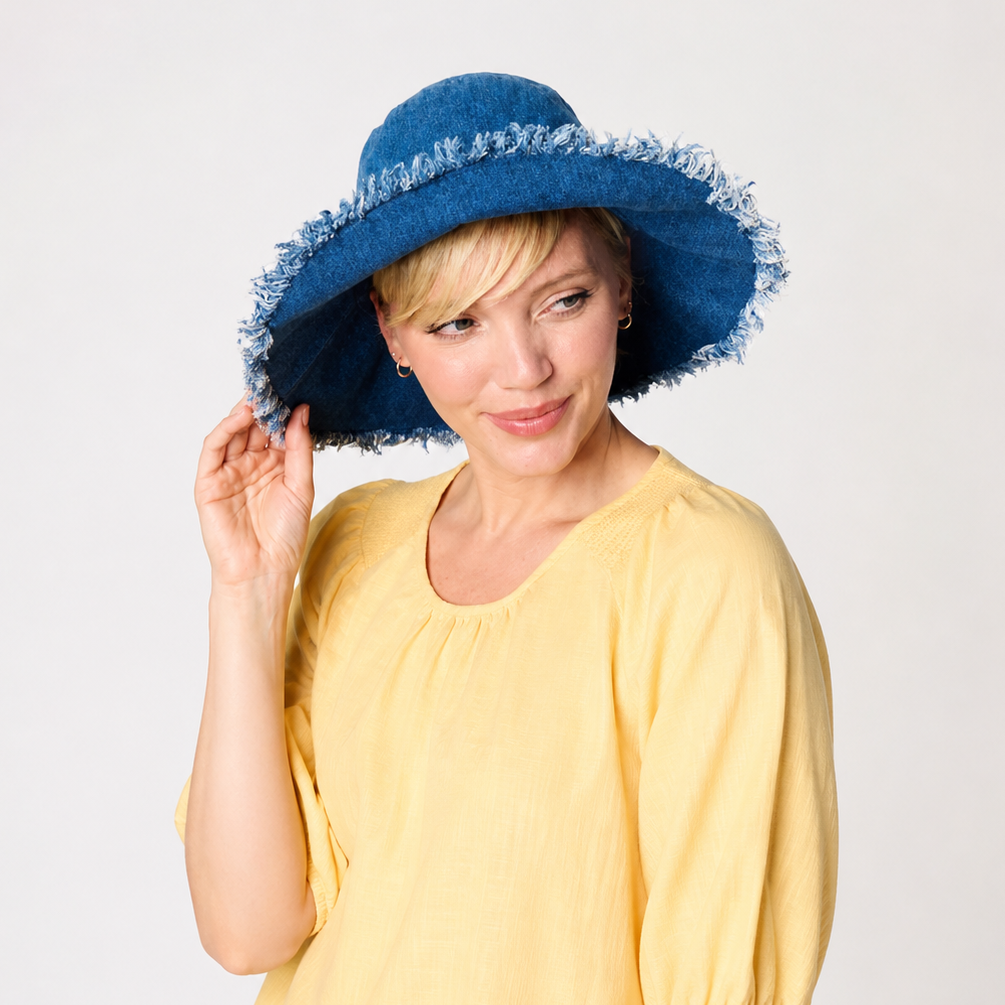 Sprigs Denim Fringe Sun Hat