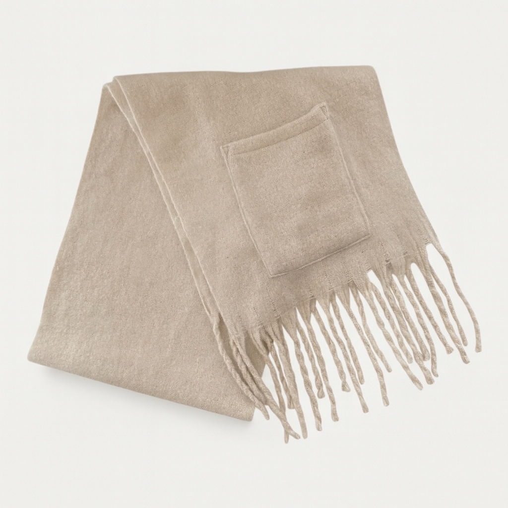 Extra Long Fringe Scarf With Pocket