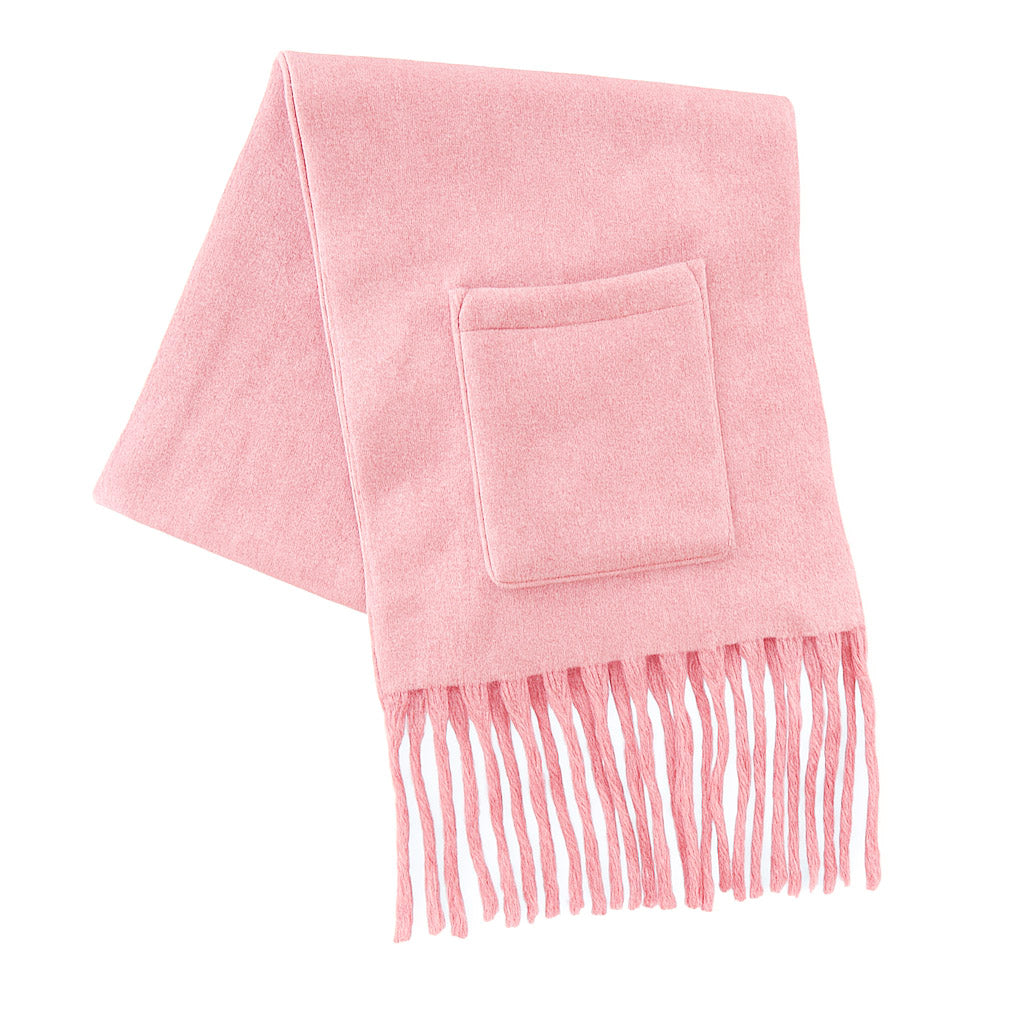 Extra Long Fringe Scarf With Pocket