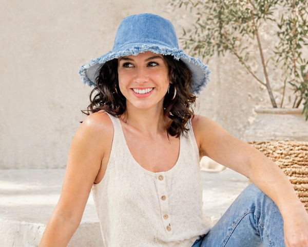 Sprigs Denim Fringe Sun Hat