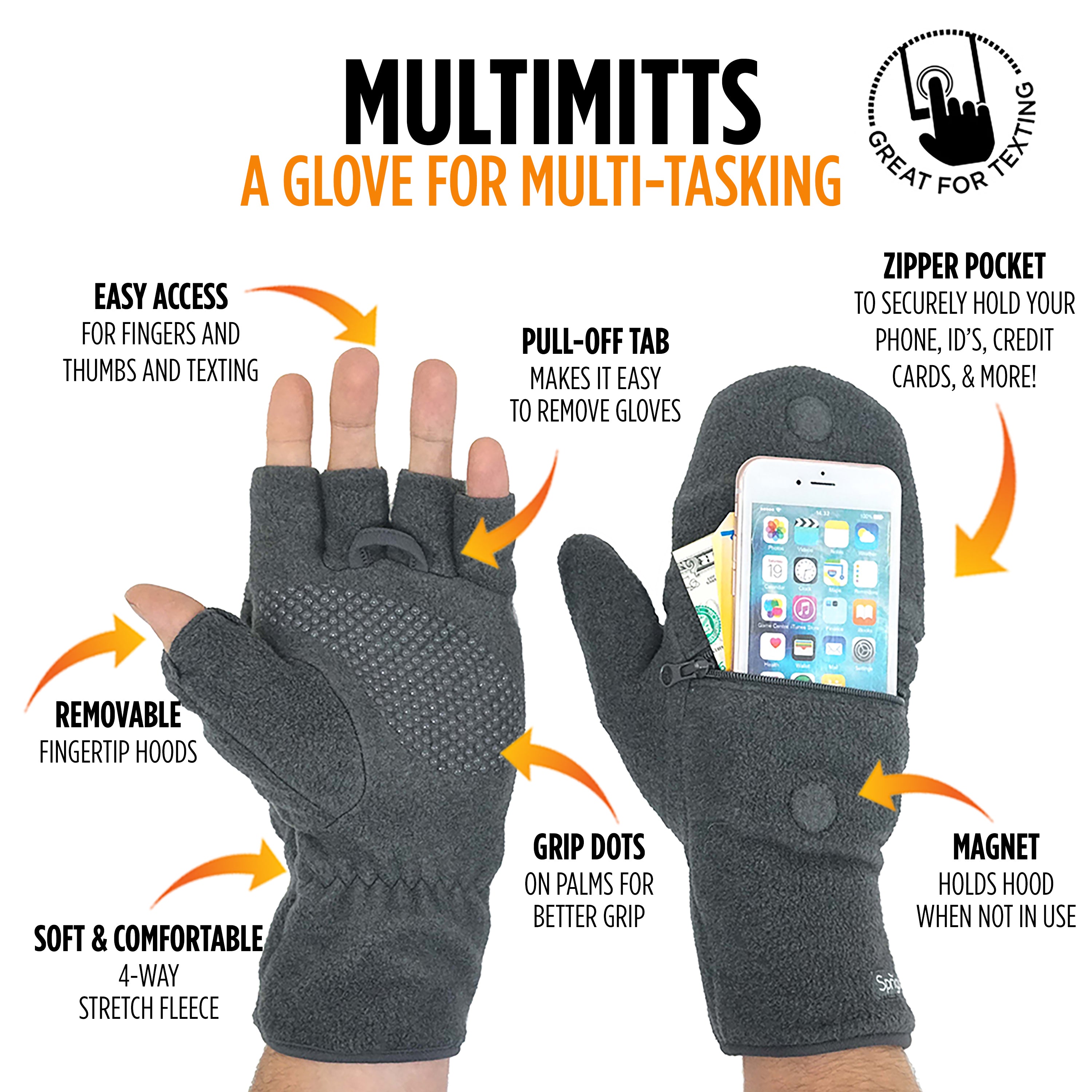 Sprigs Multi Mitt Gloves With Pocket Solid
