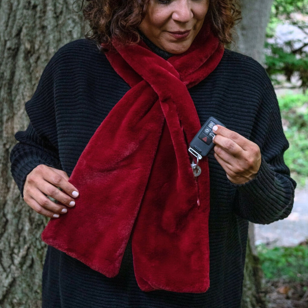 Fidget Scarf Sprigs Faux Fur Scarf With Hidden Pocket