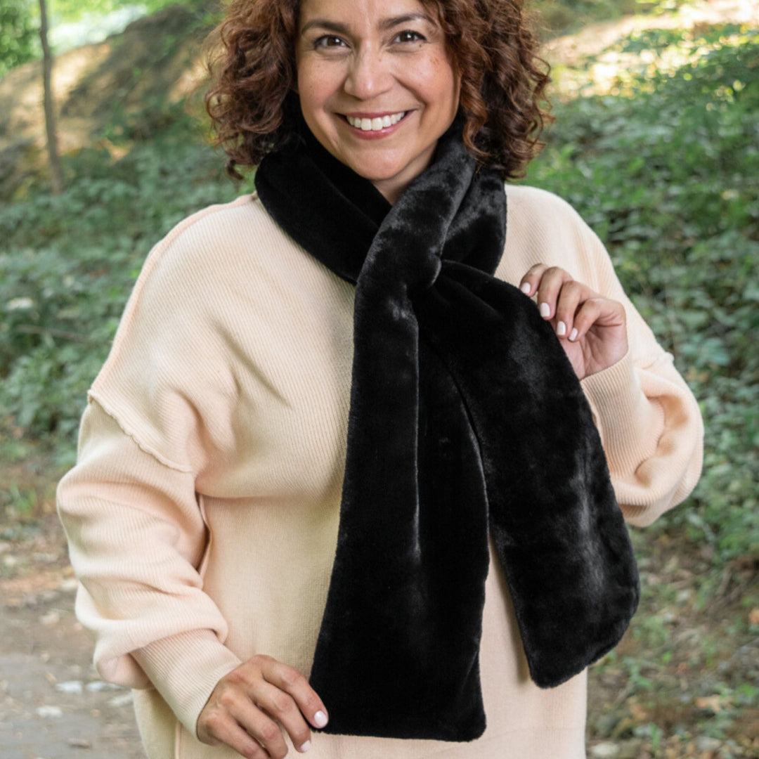 Sprigs Faux Fur Scarf With Hidden Pocket