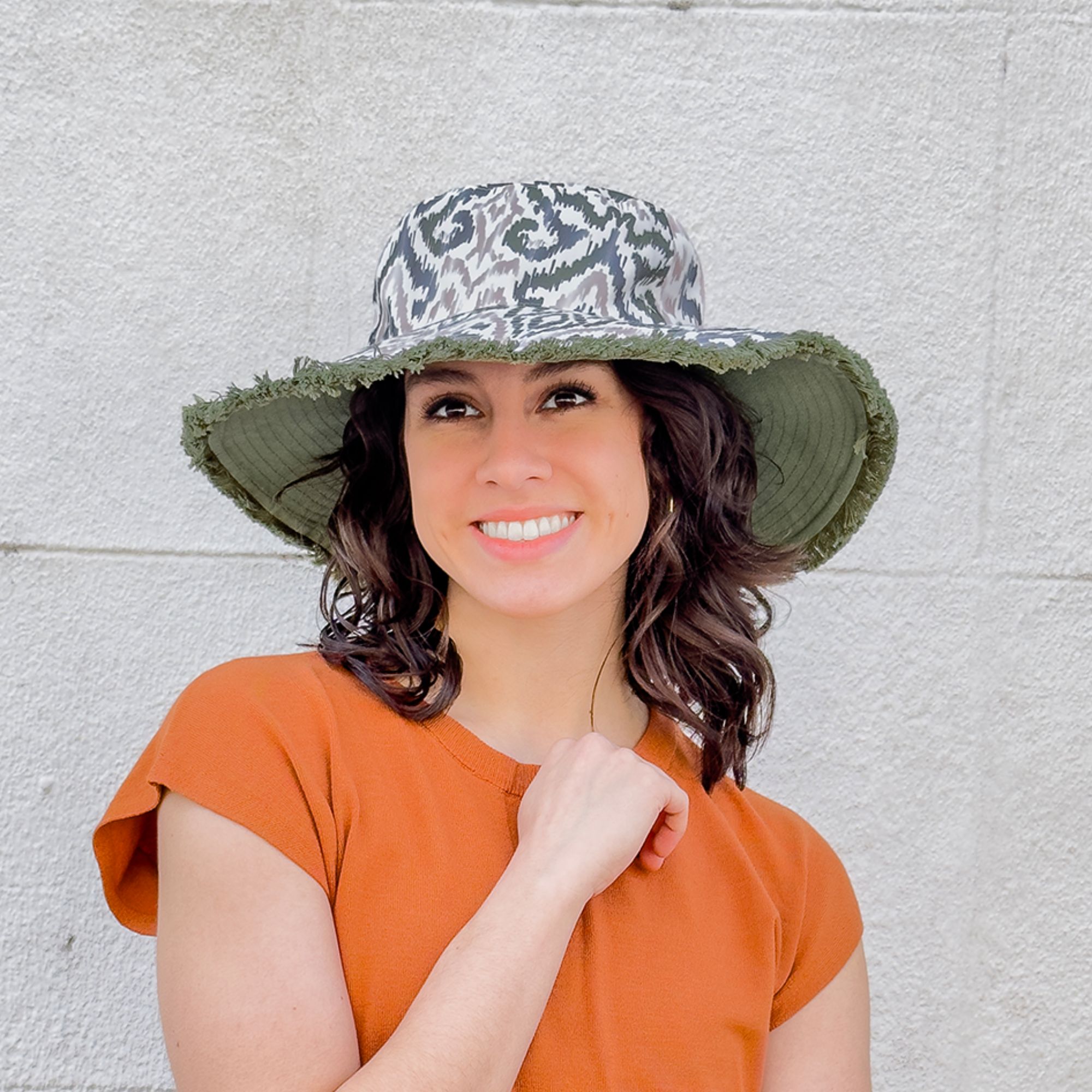 Ikat Reversible Wide Brim Bucket Hat