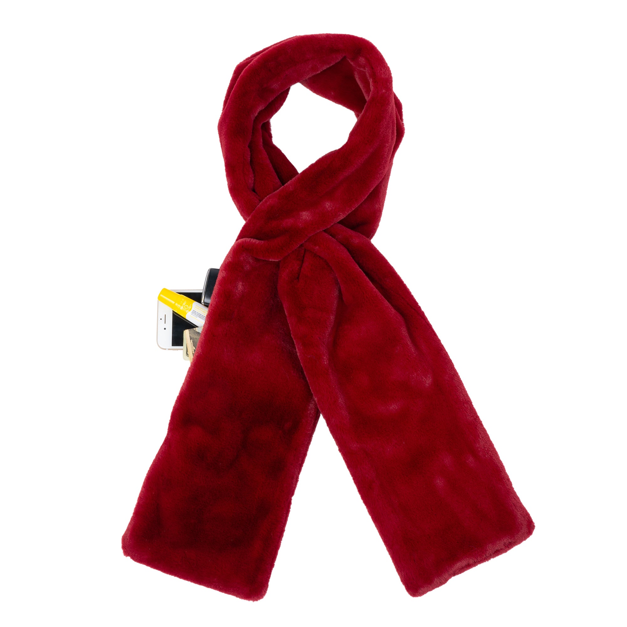 Sprigs Faux Fur Scarf With Hidden Pocket