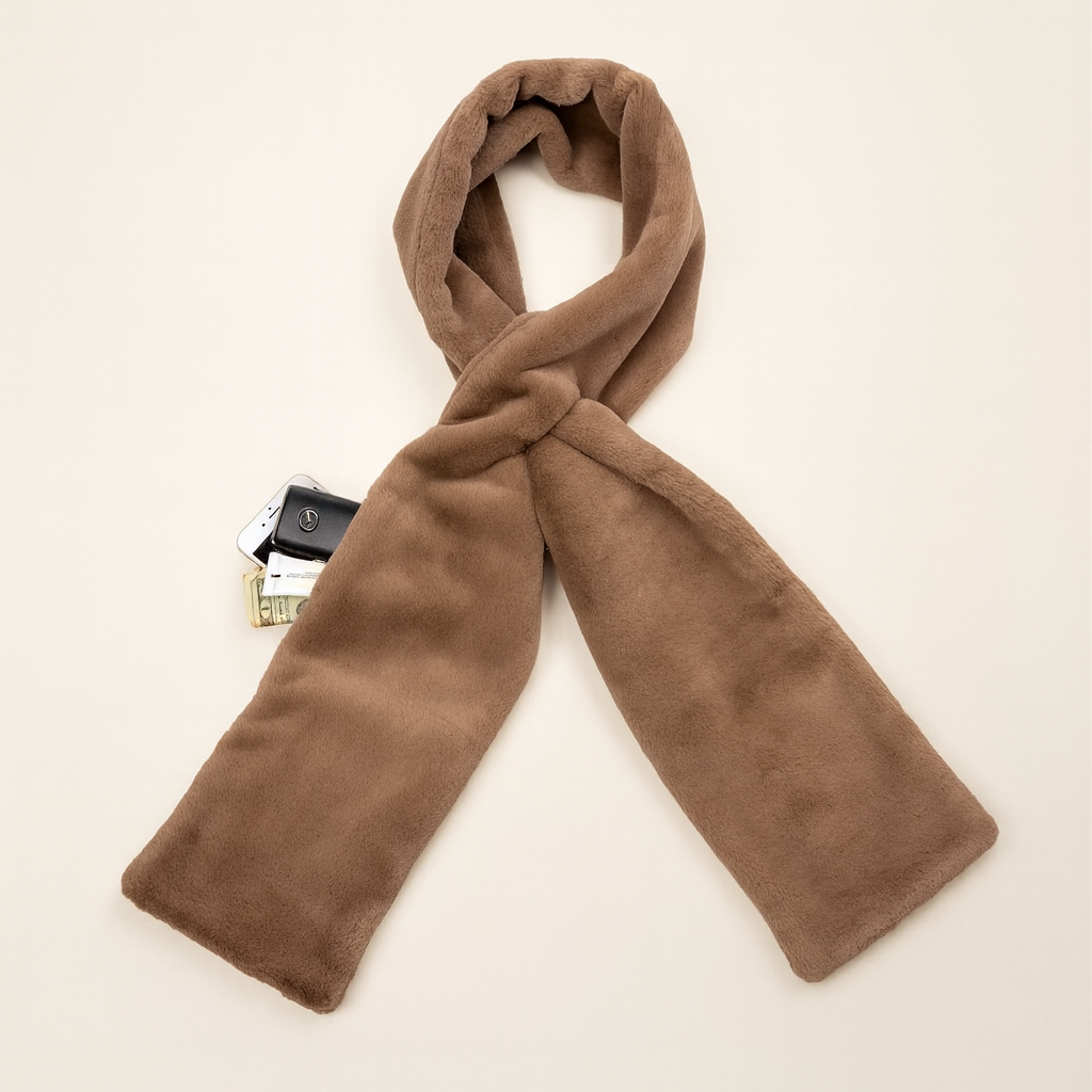 Sprigs Faux Fur Scarf With Hidden Pocket
