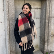 Sprigs Extra Long Checkered Fringe Scarf