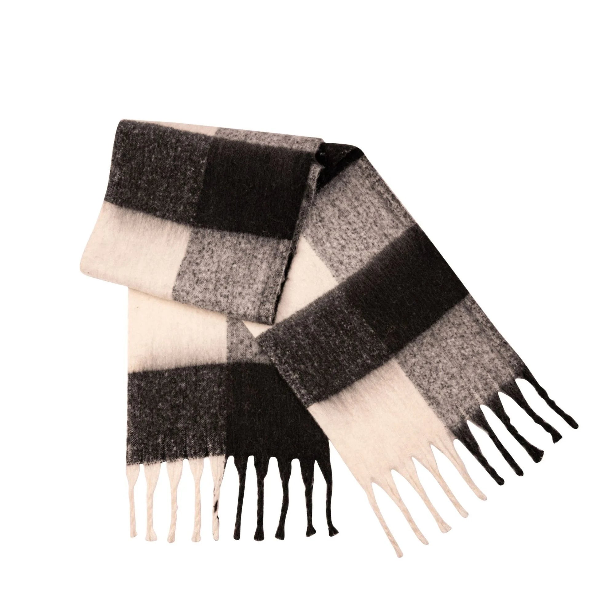 Sprigs Extra Long Checkered Fringe Scarf