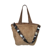 Faux Fur Tote With Removable Guitar Strap - Camel