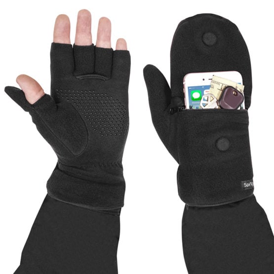 fingerless gloves with magnetic flap