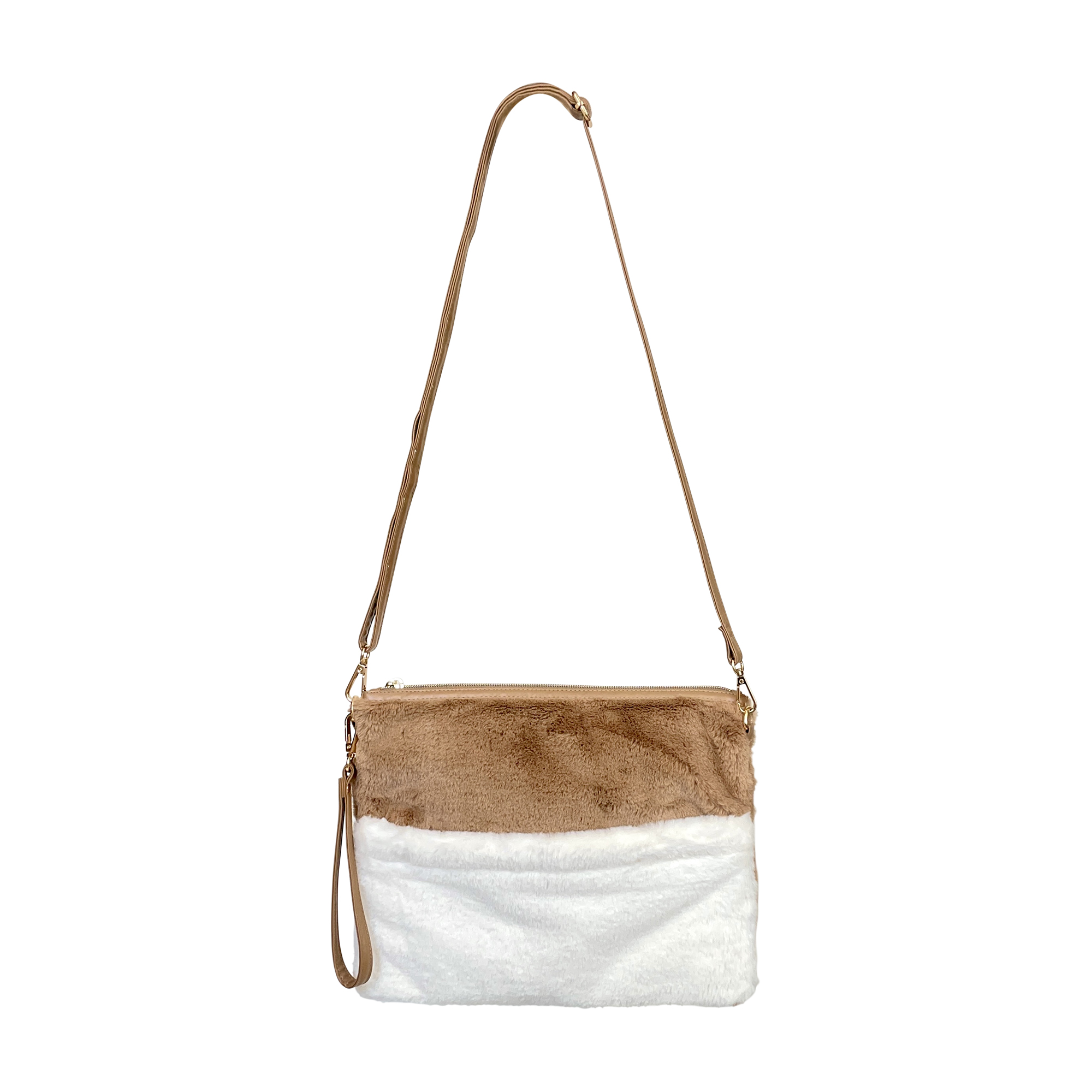 Faux Leather Crossbody Bag Purse (Camel Brown)