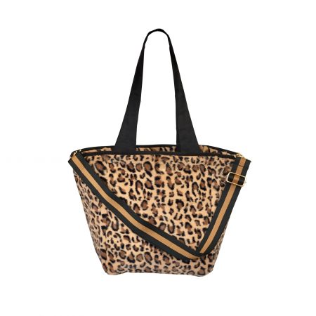 Large Size Hobo Tote Bag Faux Fur Brown Cheetah Leopard 