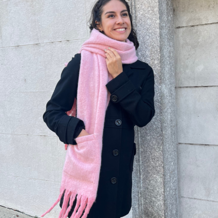 Pink and store cream scarf